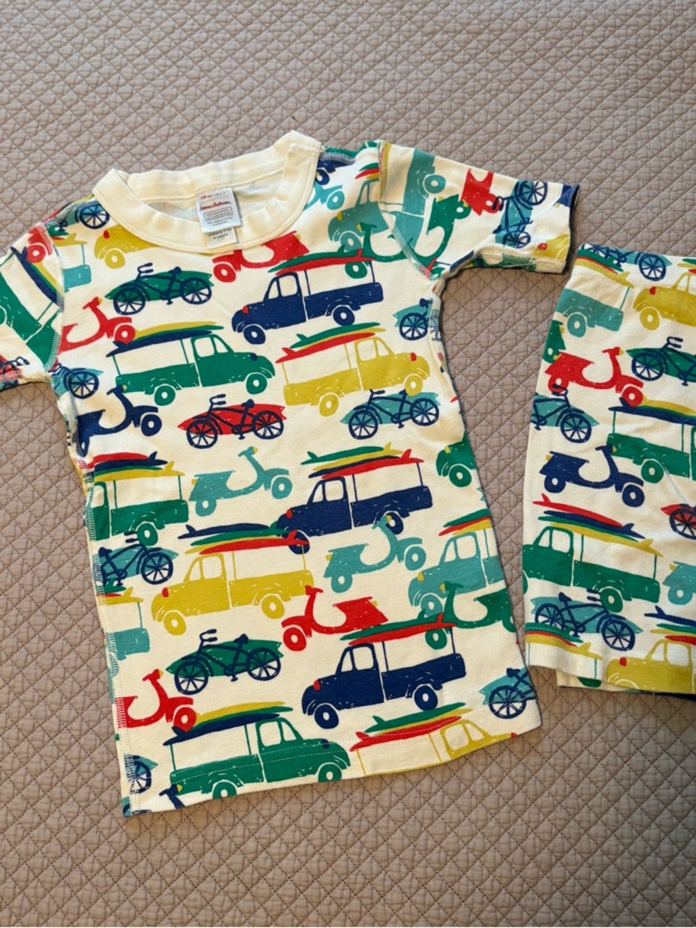 Hanna Andersson Colorful Vehicle Print Short John Pajamas